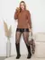 Imagem do Sueter Tricô Feminino Gola Redonda Manga Longa Malha Quente Casual Elegante Blusa de Frio Inverno