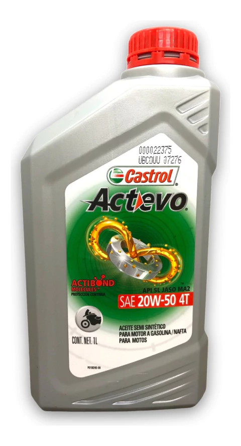 Aceite Castrol 20w50 Semisintetico Actevo 4t 1 Litro Moto