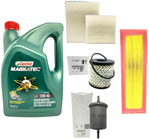 Kit 4 Filtros + Aceite Castrol 10w40 Peugeot 208 1.6 N Vti