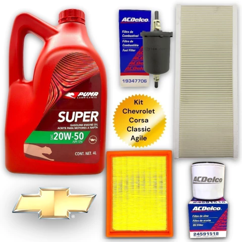 Kit 4 Filtros + Aceite 20w50 Corsa Agile Classic 1.4 1.6