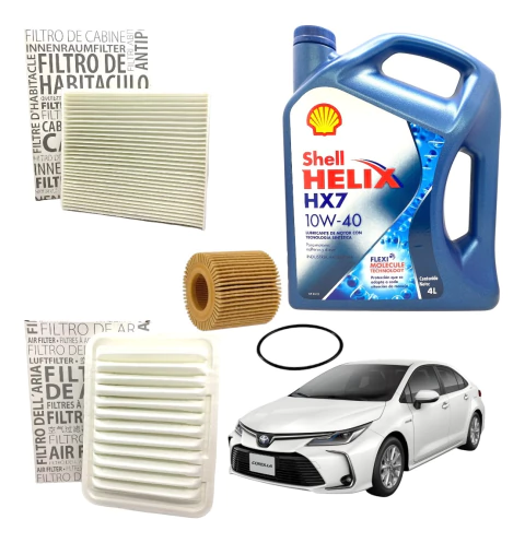 Kit 3 Filtros + Shell 10w40 Toyota Corolla 1.8 2012 A 2022