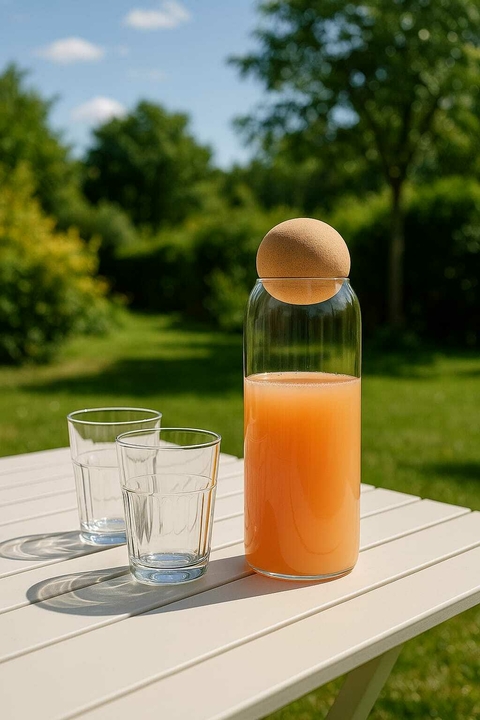 Frasco Botella Vidrio 1 Litro Tapa Corcho Redonda Nórdico