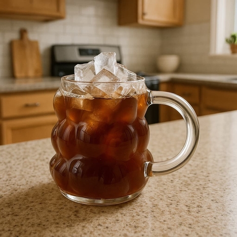 Taza Burbuja Vidrio Borosilicato C/asa Agua Infusiones 350ml