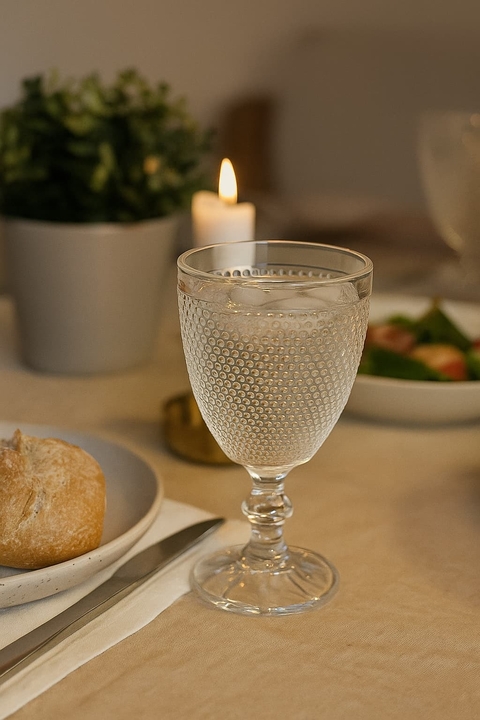 X6 Copa Vidrio Puntitos Vino Agua 280ml Vajilla Mesa Cocina