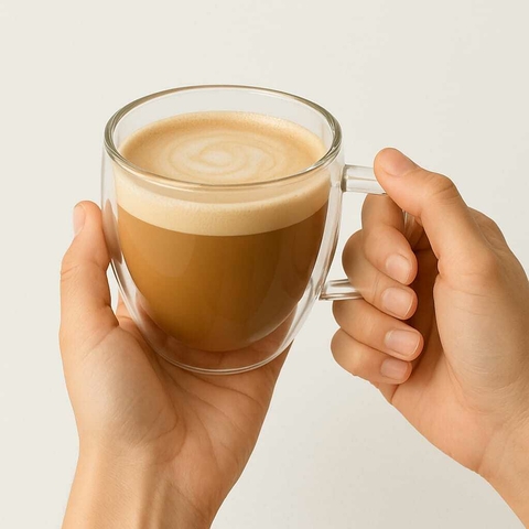 Pack X6 Taza 250ml Doble Vidrio Asa Cafe Te Bazar Cocina