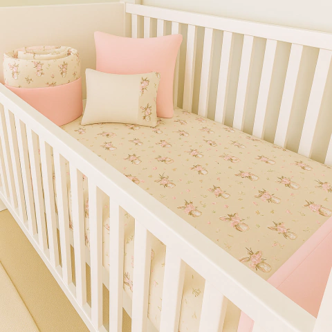 Acolchado + Chichonera en Pique Estampado BAMBI - Cuna Funcional - comprar online