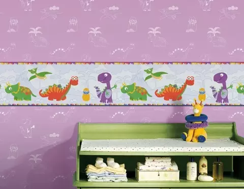 Papel Para Empapelar Muresco Vinilizado Dinosaurios Lila 99232