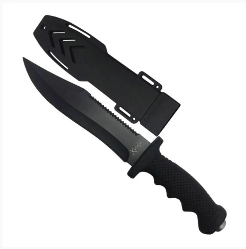 Faca Esportiva Caça Pesca XV3149 Com Bainha Plástica Preta - Xingu