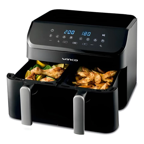 Freidora De Aire Sin Aceite Winco W139 Dual 9lts Color Negro