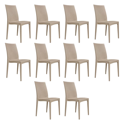 Kit 10 Cadeiras Rattan Bege - comprar online