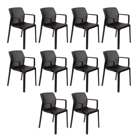 Kit 10 Cadeiras Sardenha Preta - comprar online