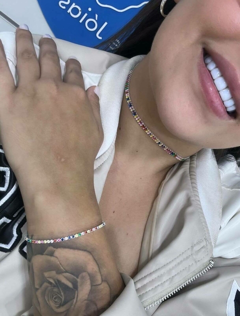 Conjunto Rivieira Colorido em Prata