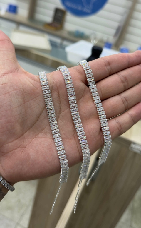 3 Pulseiras Rivieiras Cristais