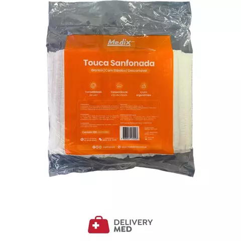 Touca sanfonada c/elástico Medix 100un branca