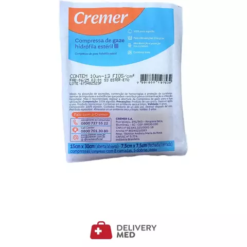 Gaze Cremer 13 fios 7,5x7,5cm c/10