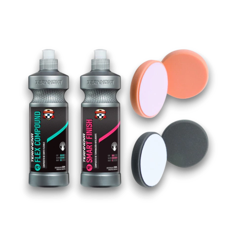 Kit Pulimentos Profesionales: Flex Compound + Smart Finish x 500ml + Pads 5" - comprar online