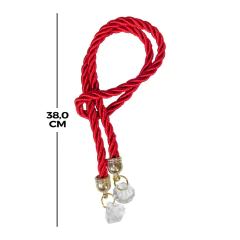 Cordão Vermelho com Pingente Cristal Ouro (1un)