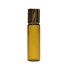 Vidro Rollon Cilíndrico Âmbar Tampa Ouro 5ml (1un) - comprar online