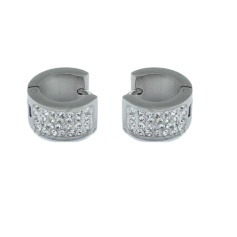 Aros plateados huggies con circones