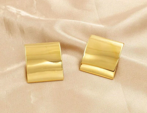 Par de aros rectángulos golden 24mm