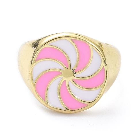 Anillo remolino esmaltado rosa