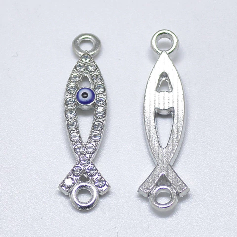 Dije pez ojo turco doble unión con microcircones (precio por 2 unidades)