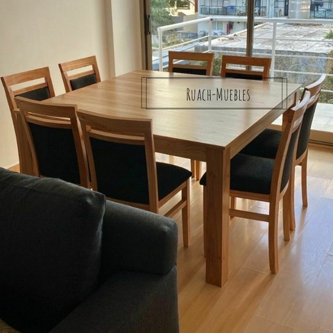 Mesa cuadrada + 8 sillas merlot. - comprar online