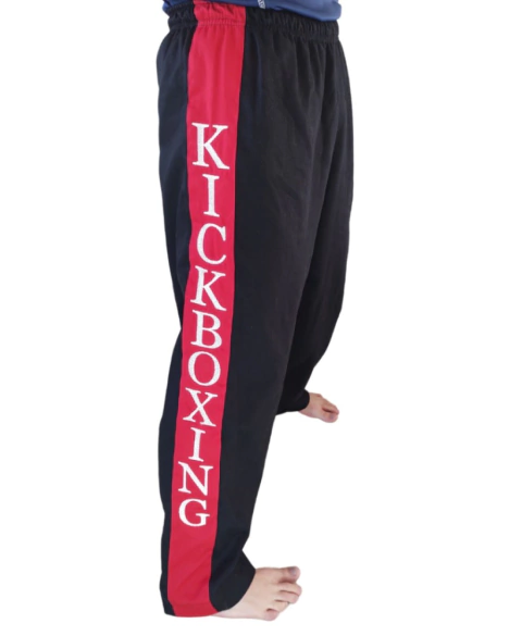 calça de kick boxing brim 100% algodão com listra lateral bordada - comprar online
