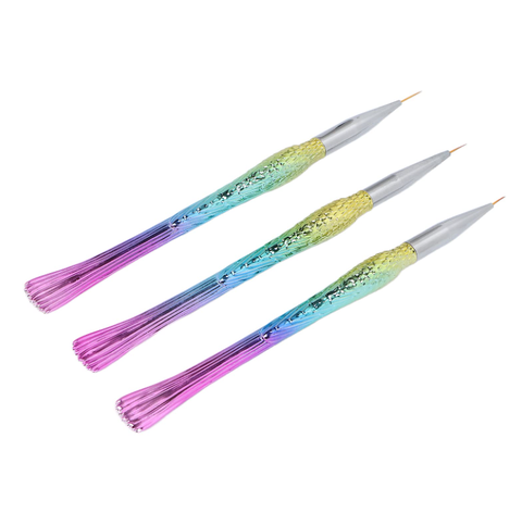 kit de pincel ponta fina sereia - 3 unidades