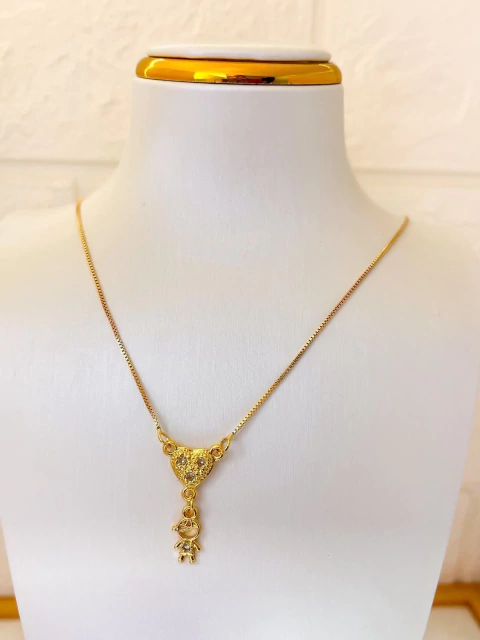 COLAR FOLHEADO A OURO - MENINO FILHO