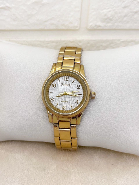 RELÓGIO FEMININO ANALÓGICO PULSEIRA METAL - REDONDINHO DOURADO