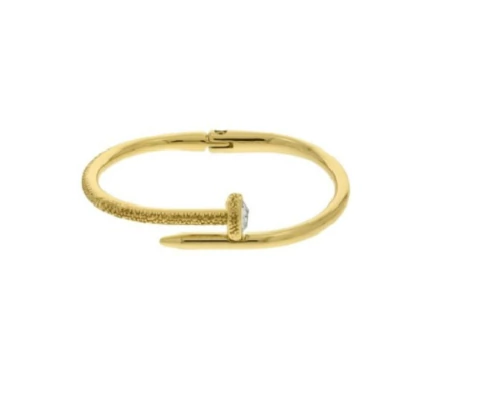 BRACELETE OURO PREGO COM STRASS 60MM - VERNIZ ITALIANO