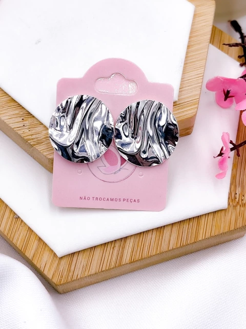 BRINCO FOLHEADO A PRATA - ORGANICO REDONDO