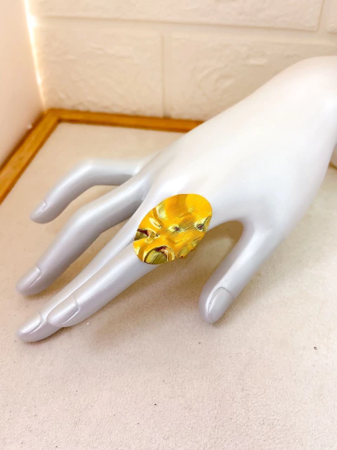 ANEL FOLHEADO A OURO COM BANHO DE VERNIZ - REGULAVEL