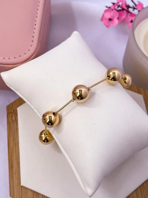 PULSEIRA FOLHEADA A OURO 18K - BOLAS