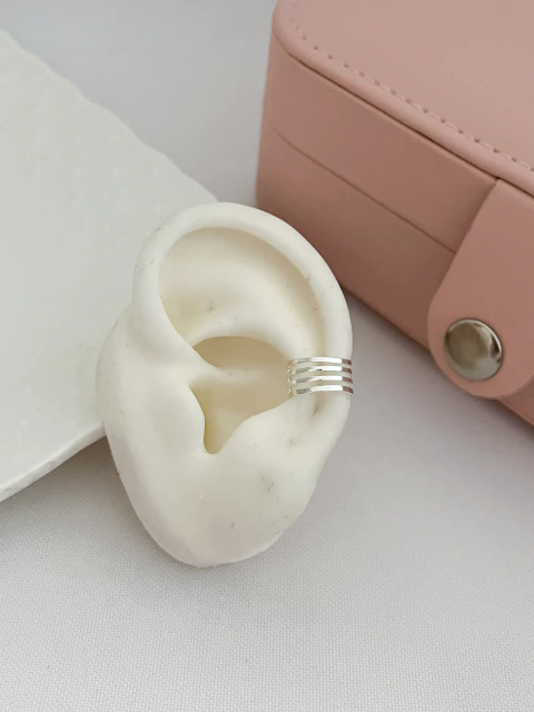 BRINCO PIERCING FAKE FOLHEADO A PRATA 925 - GLADIADOR 4 FIOS