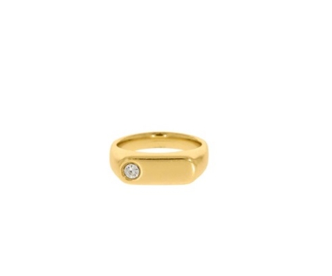 ANEL VERNIZ ITALIANO BANHO OURO COM ZIRCONIA MINIMALISTA (TAM 18)