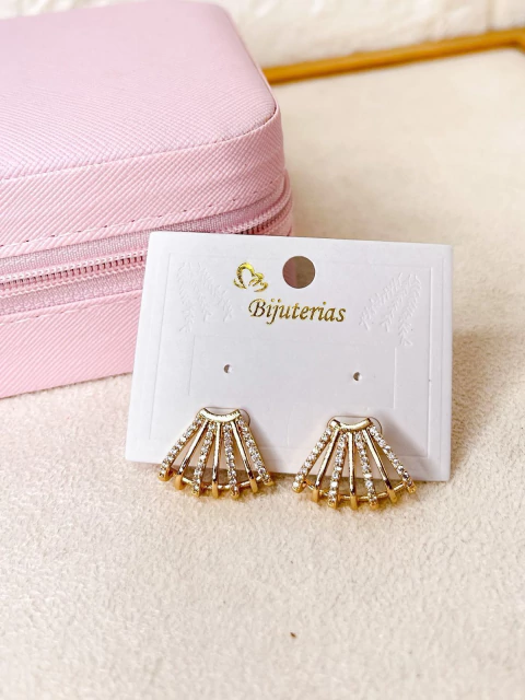 BRINCO BIJU FINA CRAVEJADO ZIRCONIA - DOURADO