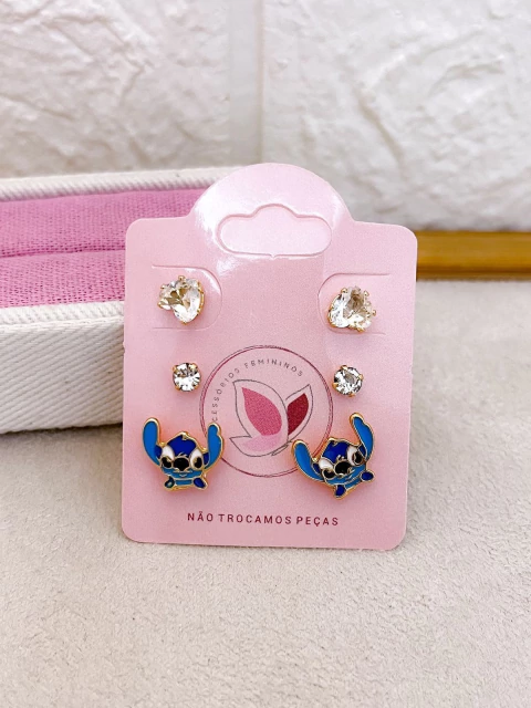 BRINCO CARTELA 3 PARES FOLHEADO A OURO