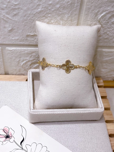 PULSEIRA FOLHEADA A OURO 18K - TREVOS