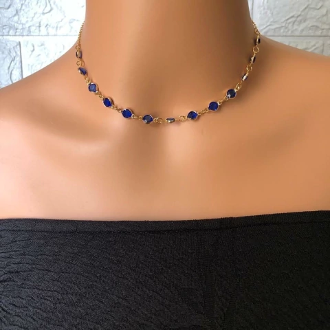 CHOKER JOINHA FOLHEADA DOURADA - TIFANY ROYAL