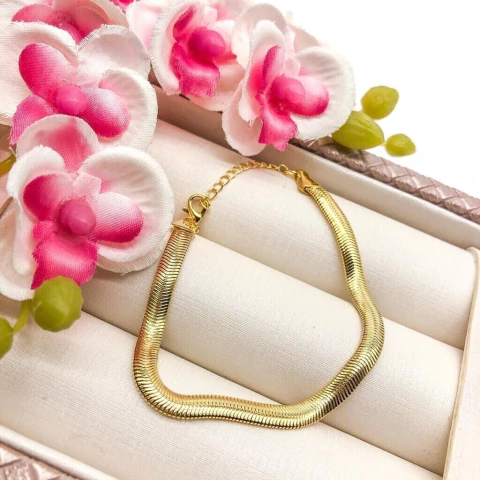 PULSEIRA FOLHEADA DOURADA - MALHA GROSSA