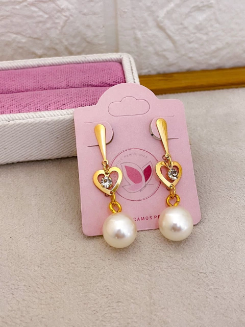 BRINCO FOLHEADO A OURO - CORAÇÃO