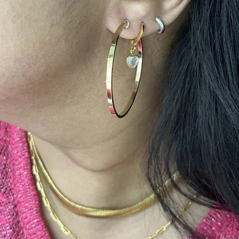 ARGOLA FOLHEADA A OURO 4CM