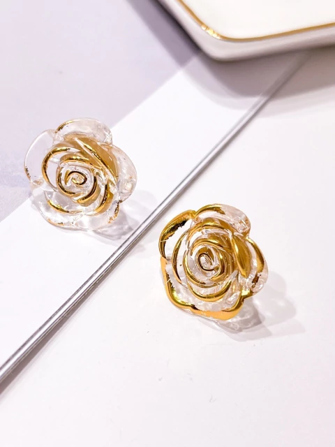 BRINCO FOLHEADO A OURO - FLOR