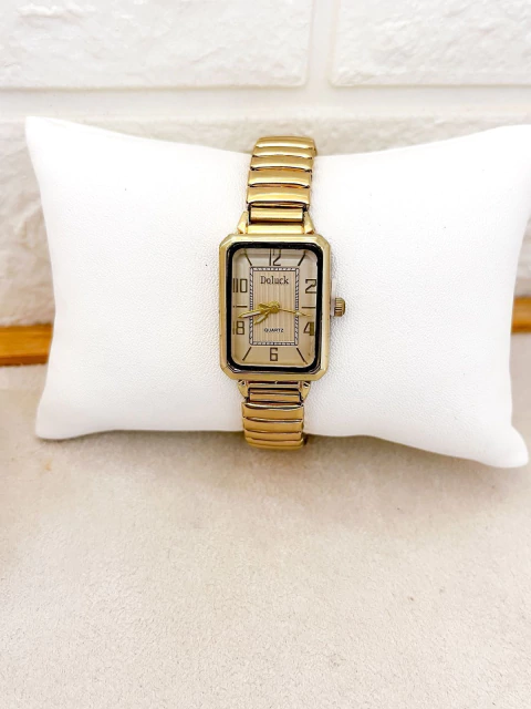 RELÓGIO FEMININO ANALÓGICO PULSEIRA ELASTICA - RETANGULAR PEQUENO DOURADO