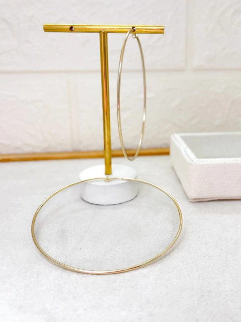 BRINCO FOLHEADO A OURO 18K - ARGOLA LISA FINA 6,5cm