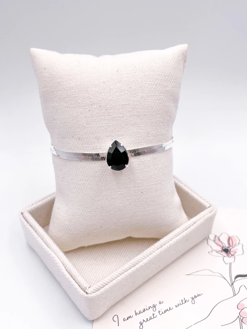 PULSEIRA FOLHEADA A PRATA - FITA COM GOTA PRETA - comprar online