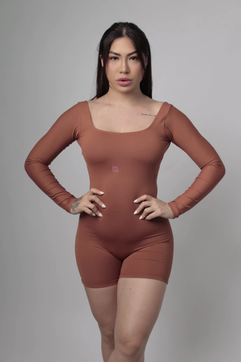 Macacão Terracota Fit Manga Longa