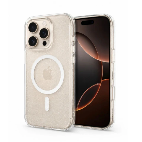 FUNDA PREMIUM APPLE BRILLO - GLITTER IPH16PROMAX TRANSPARENTE (18937)